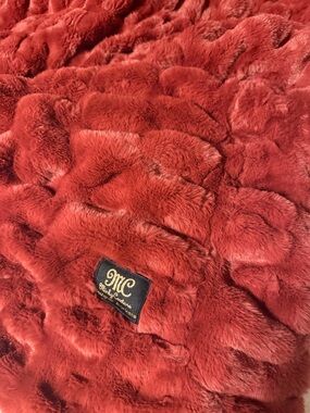 Minky couture Faux Fur Throw Blanket in Deep Red